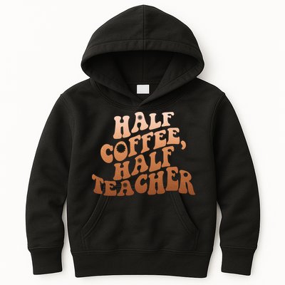 Funny Retro Half Coffee Half Teacher Kids Hoodie