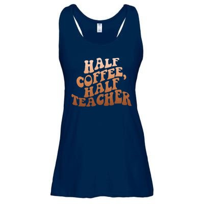 Funny Retro Half Coffee Half Teacher Ladies Essential Flowy Tank