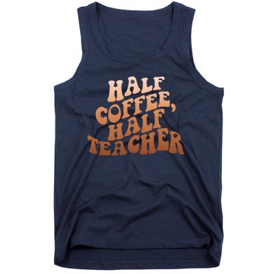 Funny Retro Half Coffee Half Teacher Tank Top