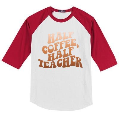 Funny Retro Half Coffee Half Teacher Kids Colorblock Raglan Jersey