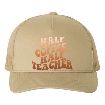 Funny Retro Half Coffee Half Teacher Yupoong Adult 5-Panel Trucker Hat