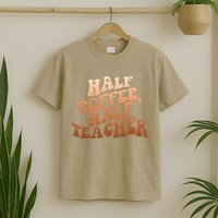 Funny Retro Half Coffee Half Teacher T-Shirt