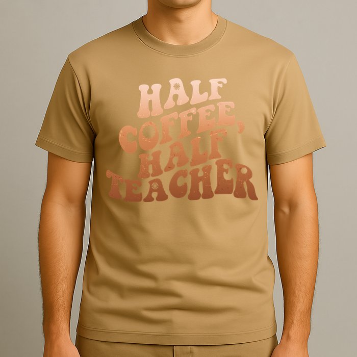 Funny Retro Half Coffee Half Teacher T-Shirt