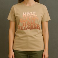 Funny Retro Half Coffee Half Teacher T-Shirt