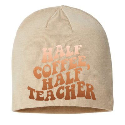 Funny Retro Half Coffee Half Teacher Sustainable Beanie