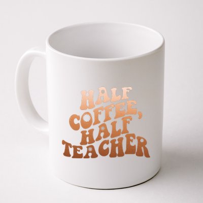 Funny Retro Half Coffee Half Teacher Coffee Mug