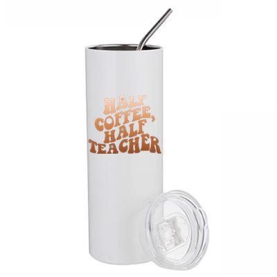 Funny Retro Half Coffee Half Teacher Stainless Steel Tumbler