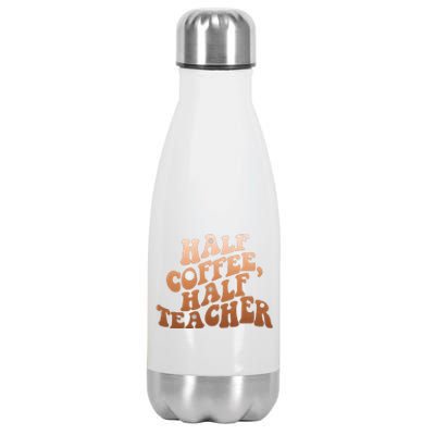 Funny Retro Half Coffee Half Teacher Stainless Steel Insulated Water Bottle