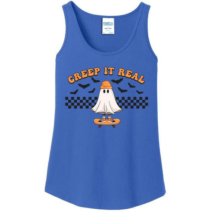 Funny Retro Halloween Creep It Real Vintage Ghost Halloween Meaningful Gift Ladies Essential Tank