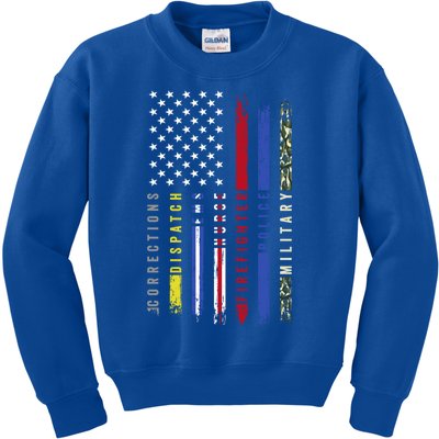 First Responders Hero Flag Nurse Ems Police Fire Military Gift Kids Sweatshirt