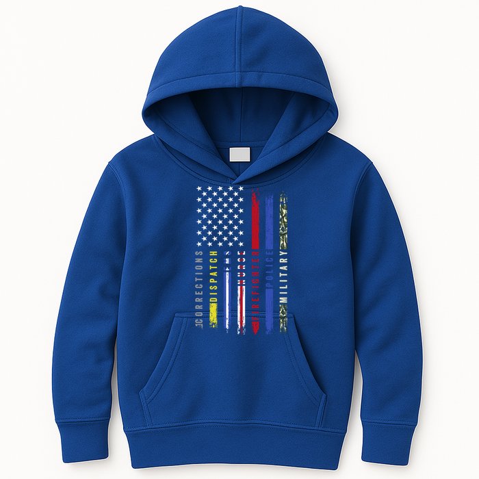 First Responders Hero Flag Nurse Ems Police Fire Military Gift Kids Hoodie