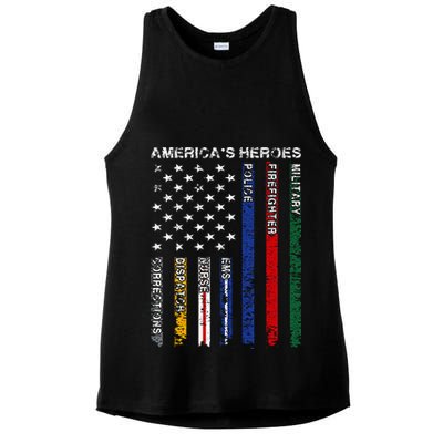 First Responders Hero Flag Nurse EMS Police Fire Military Ladies PosiCharge Tri-Blend Wicking Tank
