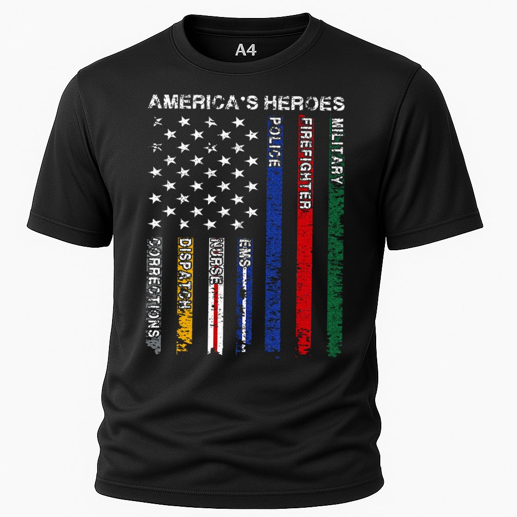 First Responders Hero Flag Nurse EMS Police Fire Military Performance Shirt