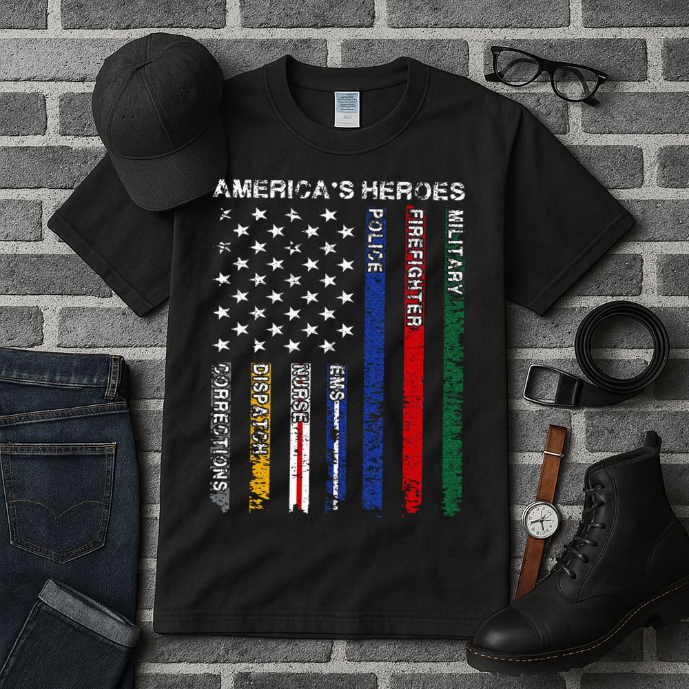 First Responders Hero Flag Nurse EMS Police Fire Military Tall T-Shirt