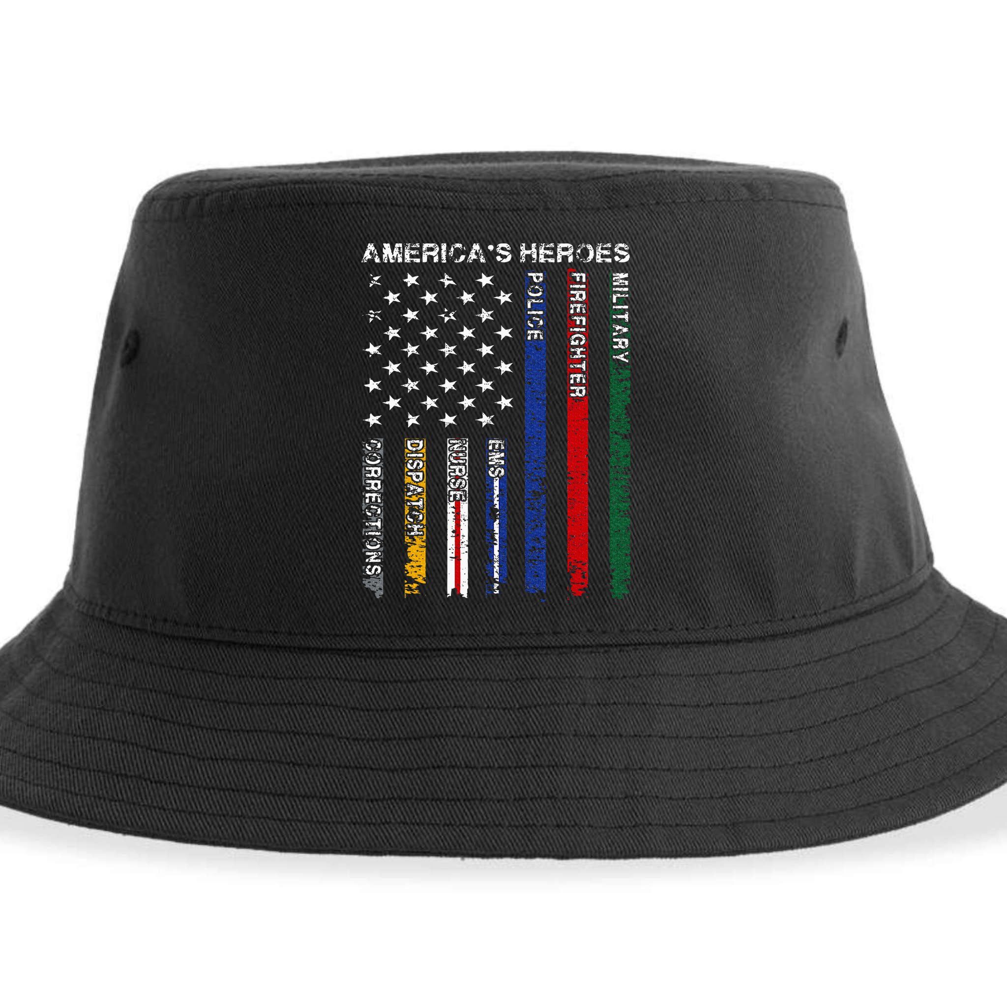 First Responders Hero Flag Nurse EMS Police Fire Military Sustainable Bucket Hat