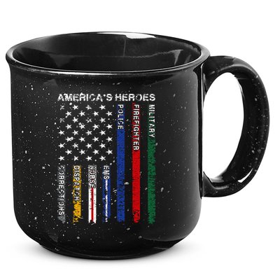 First Responders Hero Flag Nurse EMS Police Fire Military 15oz Campfire Ceramic Mug