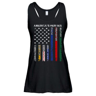 First Responders Hero Flag Nurse EMS Police Fire Military Ladies Essential Flowy Tank