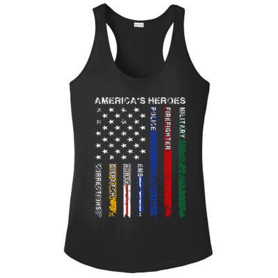 First Responders Hero Flag Nurse EMS Police Fire Military Ladies PosiCharge Competitor Racerback Tank