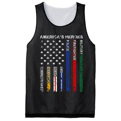 First Responders Hero Flag Nurse EMS Police Fire Military Mesh Reversible Basketball Jersey Tank