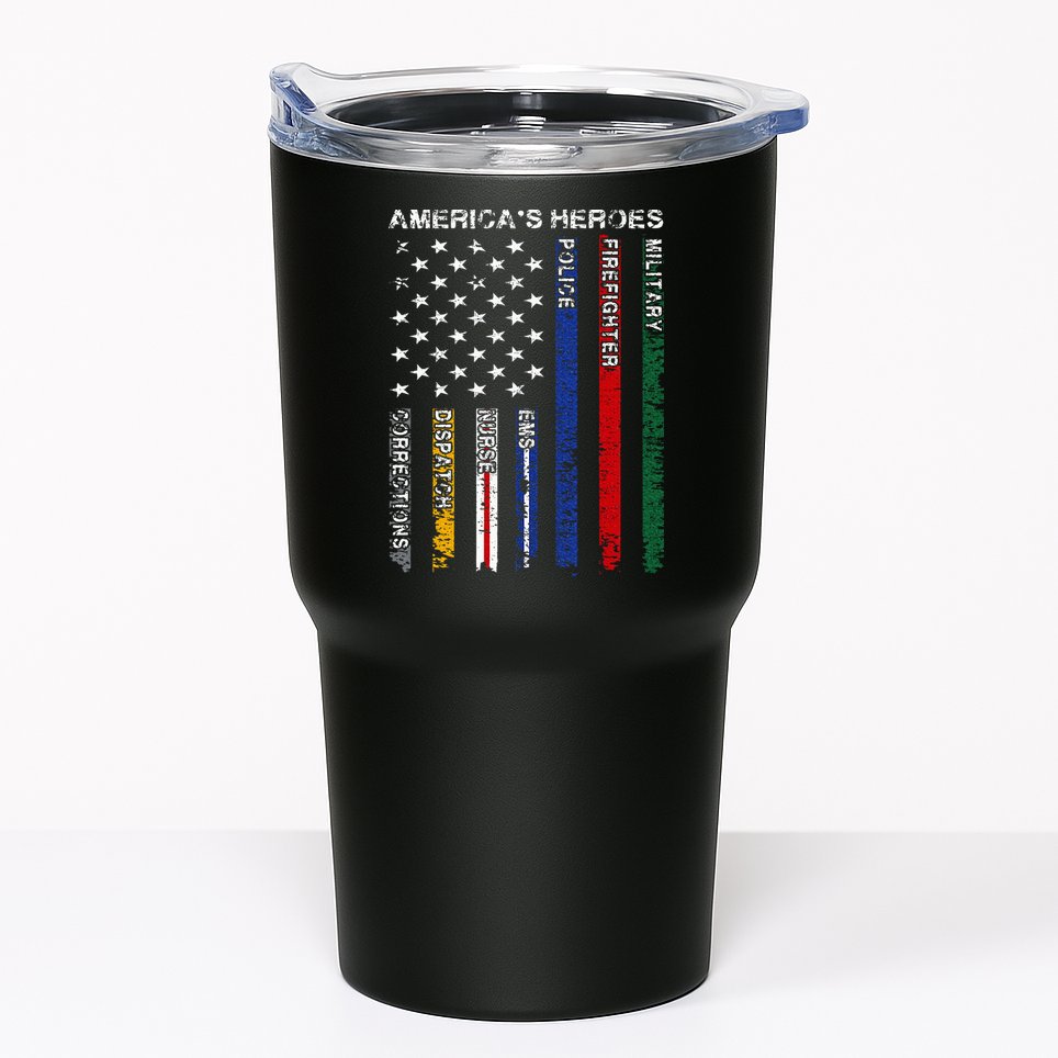 First Responders Hero Flag Nurse EMS Police Fire Military Tumbler