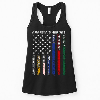 First Responders Hero Flag Nurse EMS Police Fire Military Womens Tank Top