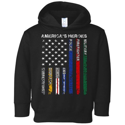 First Responders Hero Flag Nurse EMS Police Fire Military Toddler Hoodie