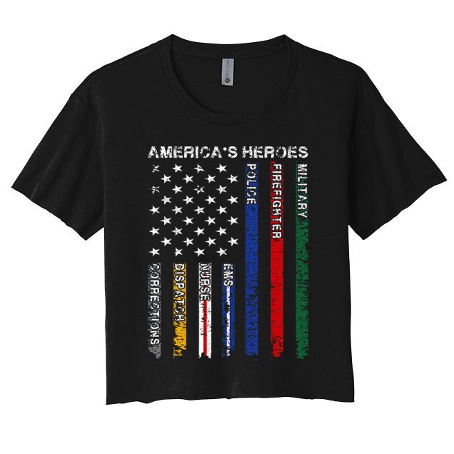 First Responders Hero Flag Nurse EMS Police Fire Military Crop Top