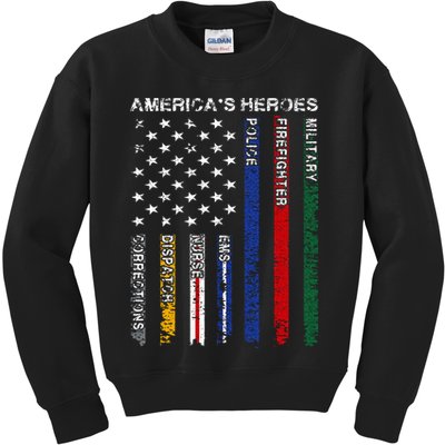 First Responders Hero Flag Nurse EMS Police Fire Military Kids Sweatshirt