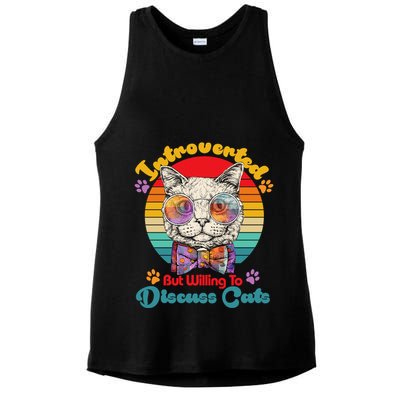 Funny Retro Hippy Hipster Glasses Cat Introverted But Willing To Discuss Cats Ladies PosiCharge Tri-Blend Wicking Tank