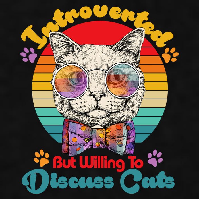 Funny Retro Hippy Hipster Glasses Cat Introverted But Willing To Discuss Cats Ladies PosiCharge Tri-Blend Wicking Tank