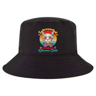 Funny Retro Hippy Hipster Glasses Cat Introverted But Willing To Discuss Cats Cool Comfort Performance Bucket Hat