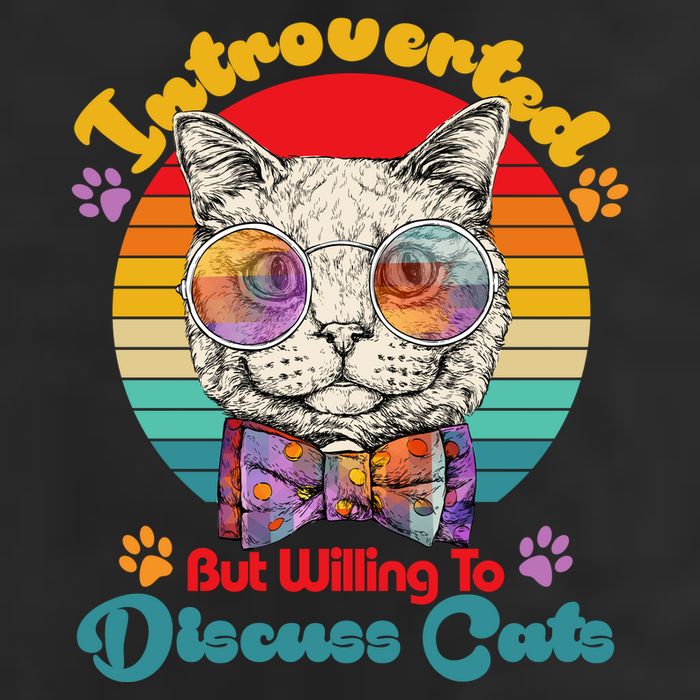 Funny Retro Hippy Hipster Glasses Cat Introverted But Willing To Discuss Cats Cool Comfort Performance Bucket Hat
