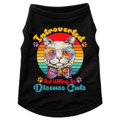 Funny Retro Hippy Hipster Glasses Cat Introverted But Willing To Discuss Cats Doggie Tank