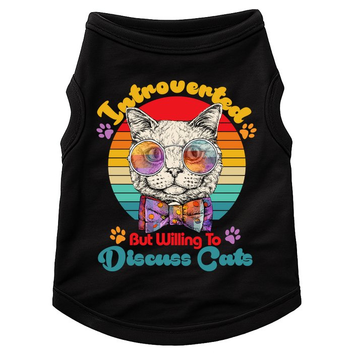 Funny Retro Hippy Hipster Glasses Cat Introverted But Willing To Discuss Cats Doggie Tank