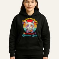Funny Retro Hippy Hipster Glasses Cat Introverted But Willing To Discuss Cats Hoodie