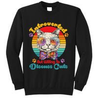 Funny Retro Hippy Hipster Glasses Cat Introverted But Willing To Discuss Cats Sweatshirt