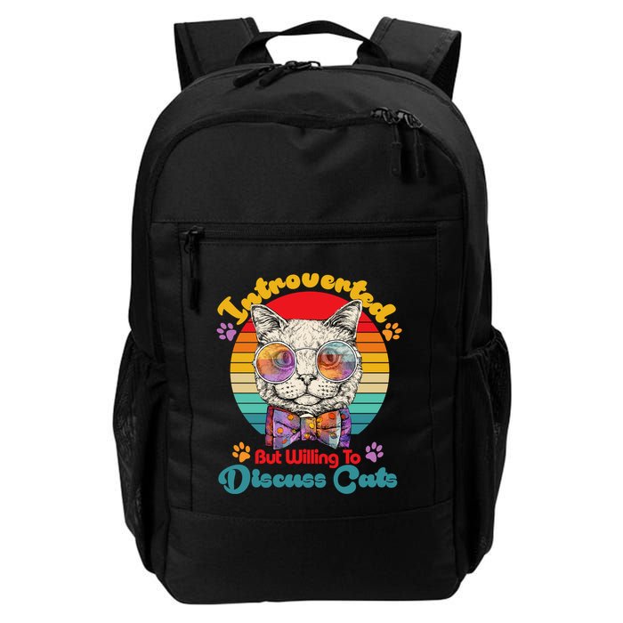 Funny Retro Hippy Hipster Glasses Cat Introverted But Willing To Discuss Cats Backpack