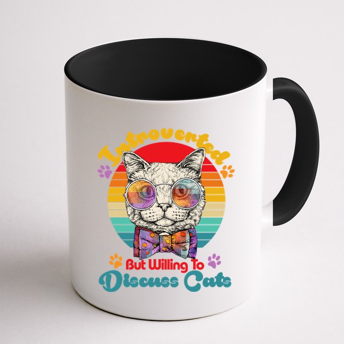 Funny Retro Hippy Hipster Glasses Cat Introverted But Willing To Discuss Cats Mug