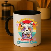 Funny Retro Hippy Hipster Glasses Cat Introverted But Willing To Discuss Cats Mug