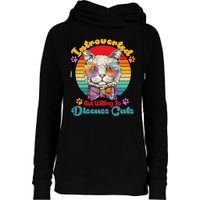 Funny Retro Hippy Hipster Glasses Cat Introverted But Willing To Discuss Cats Womens Funnel Neck Pullover Hood