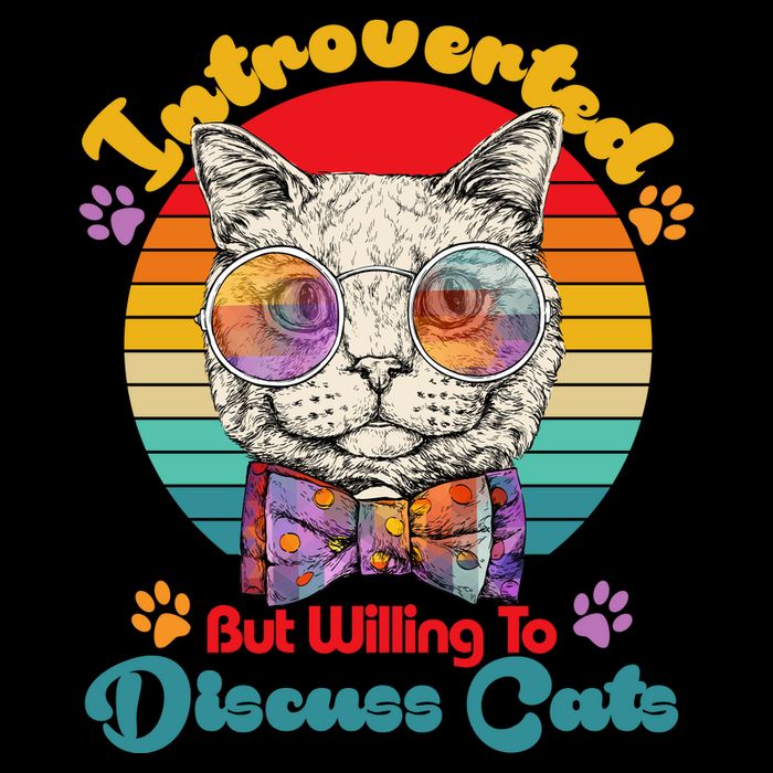 Funny Retro Hippy Hipster Glasses Cat Introverted But Willing To Discuss Cats Flat Bill Trucker Hat