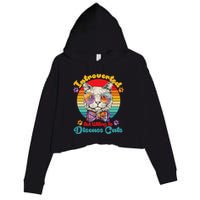 Funny Retro Hippy Hipster Glasses Cat Introverted But Willing To Discuss Cats Crop Fleece Hoodie