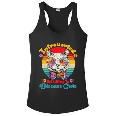 Funny Retro Hippy Hipster Glasses Cat Introverted But Willing To Discuss Cats Ladies PosiCharge Competitor Racerback Tank