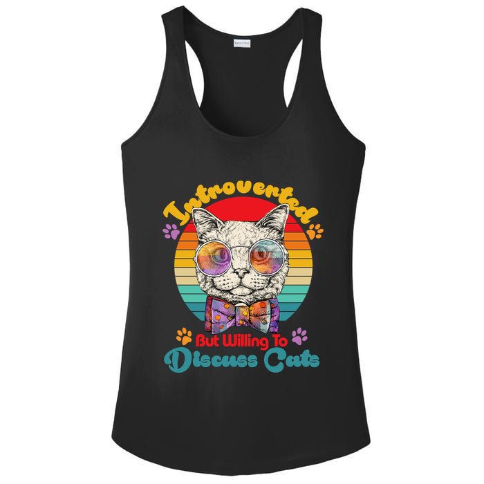 Funny Retro Hippy Hipster Glasses Cat Introverted But Willing To Discuss Cats Ladies PosiCharge Competitor Racerback Tank