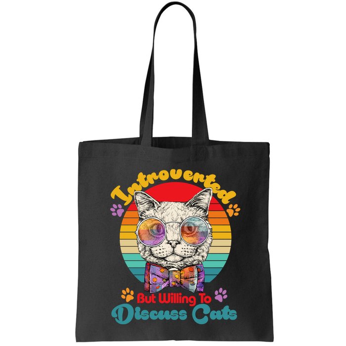 Funny Retro Hippy Hipster Glasses Cat Introverted But Willing To Discuss Cats Bag