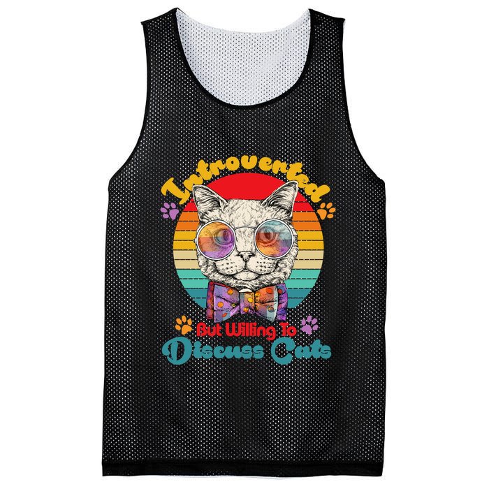 Funny Retro Hippy Hipster Glasses Cat Introverted But Willing To Discuss Cats Mesh Reversible Basketball Jersey Tank
