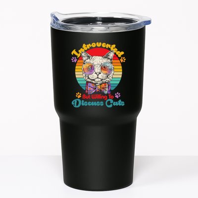 Funny Retro Hippy Hipster Glasses Cat Introverted But Willing To Discuss Cats Tumbler