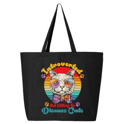 Funny Retro Hippy Hipster Glasses Cat Introverted But Willing To Discuss Cats 25L Jumbo Tote