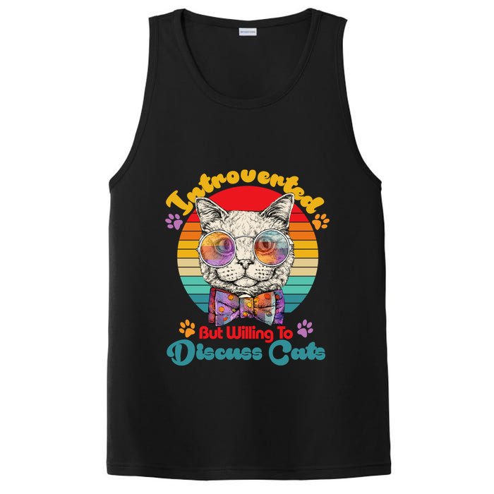Funny Retro Hippy Hipster Glasses Cat Introverted But Willing To Discuss Cats PosiCharge Competitor Tank
