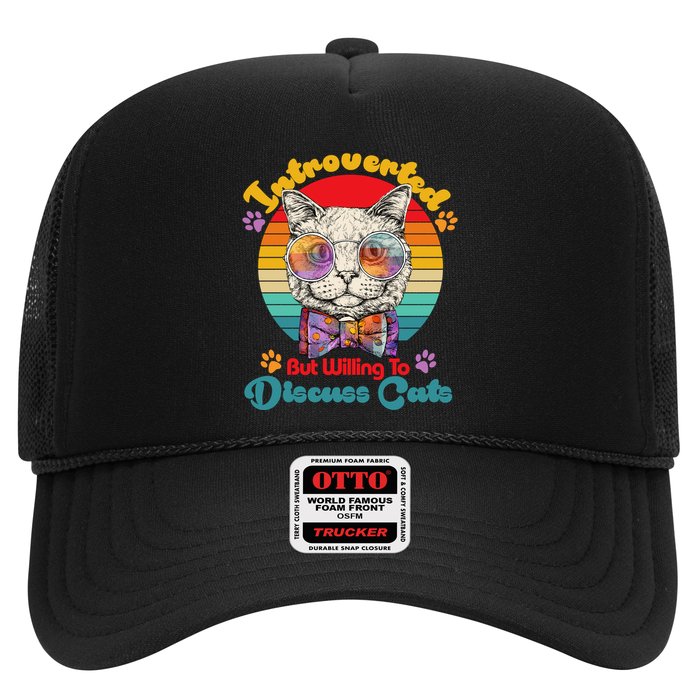 Funny Retro Hippy Hipster Glasses Cat Introverted But Willing To Discuss Cats Trucker Hat